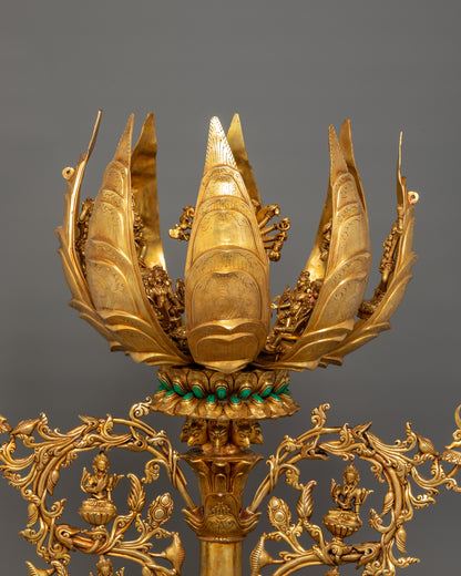 Gold-Plated Lotus Artwork | Sacred Buddhist Symbol of Purity