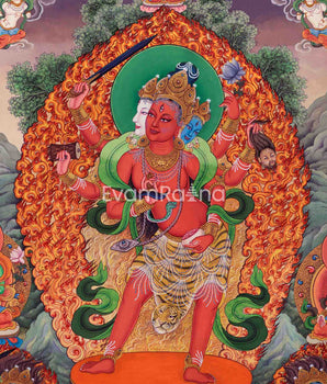 Goddess Vajrayogini Meditation Large Asian Canvas Art Print | Vajrayogini With Green Tara, White Tara, Manjushri