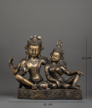 Shiva and Parvati Sculpture | Antique Finish Deity Craft