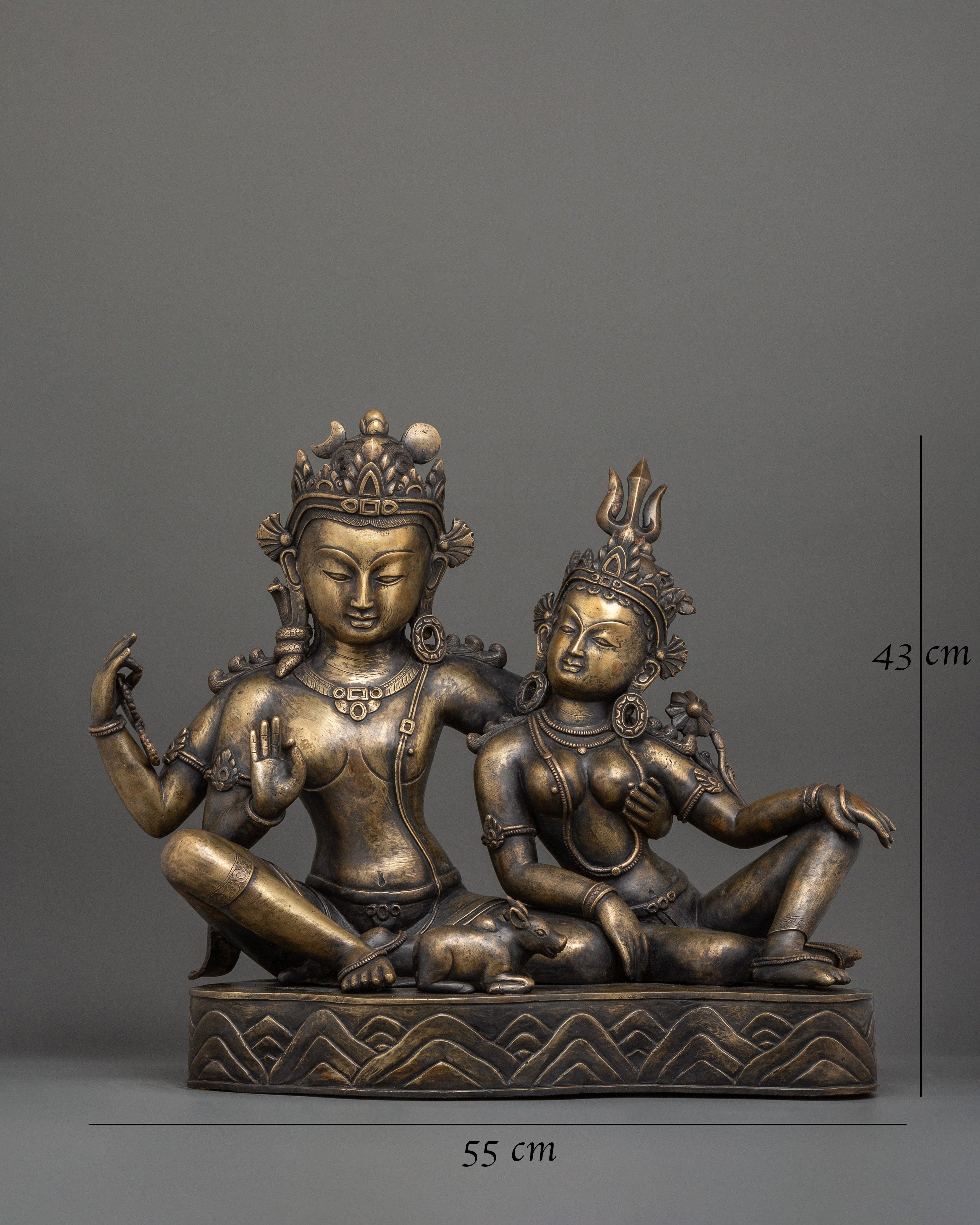 Shiva and Parvati Sculpture | Antique Finish Deity Craft