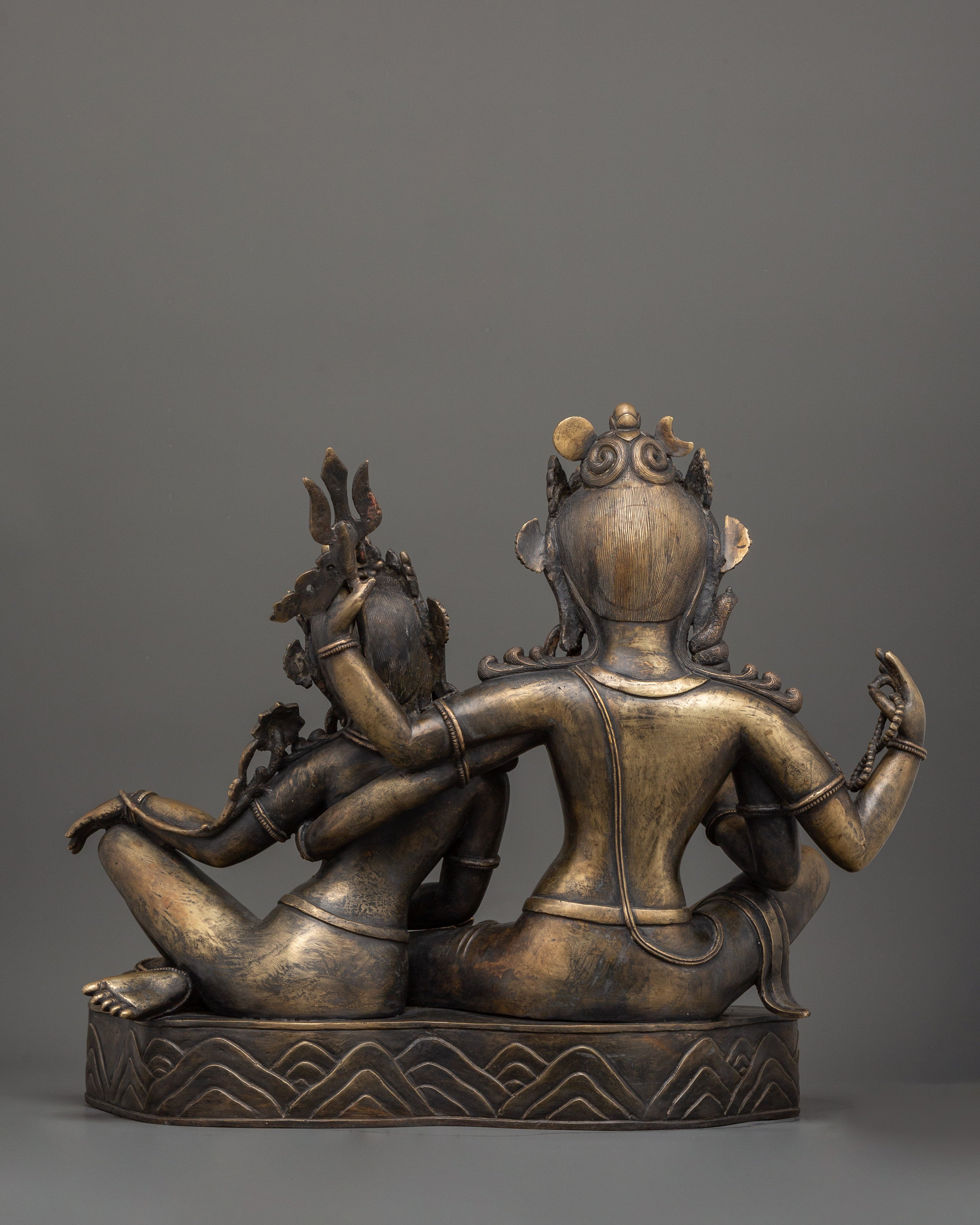Shiva and Parvati Sculpture | Antique Finish Deity Craft