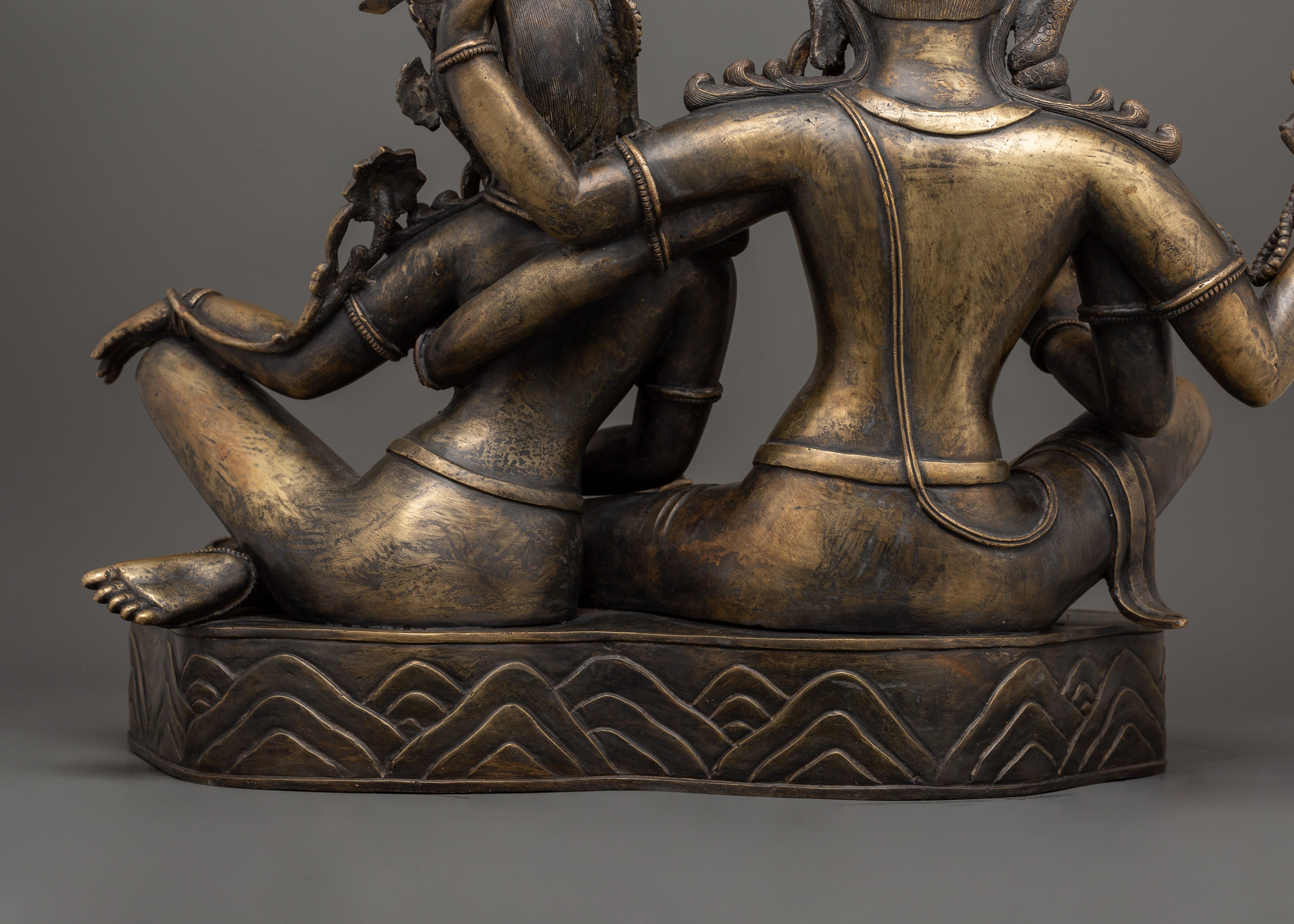 Shiva and Parvati Sculpture | Antique Finish Deity Craft