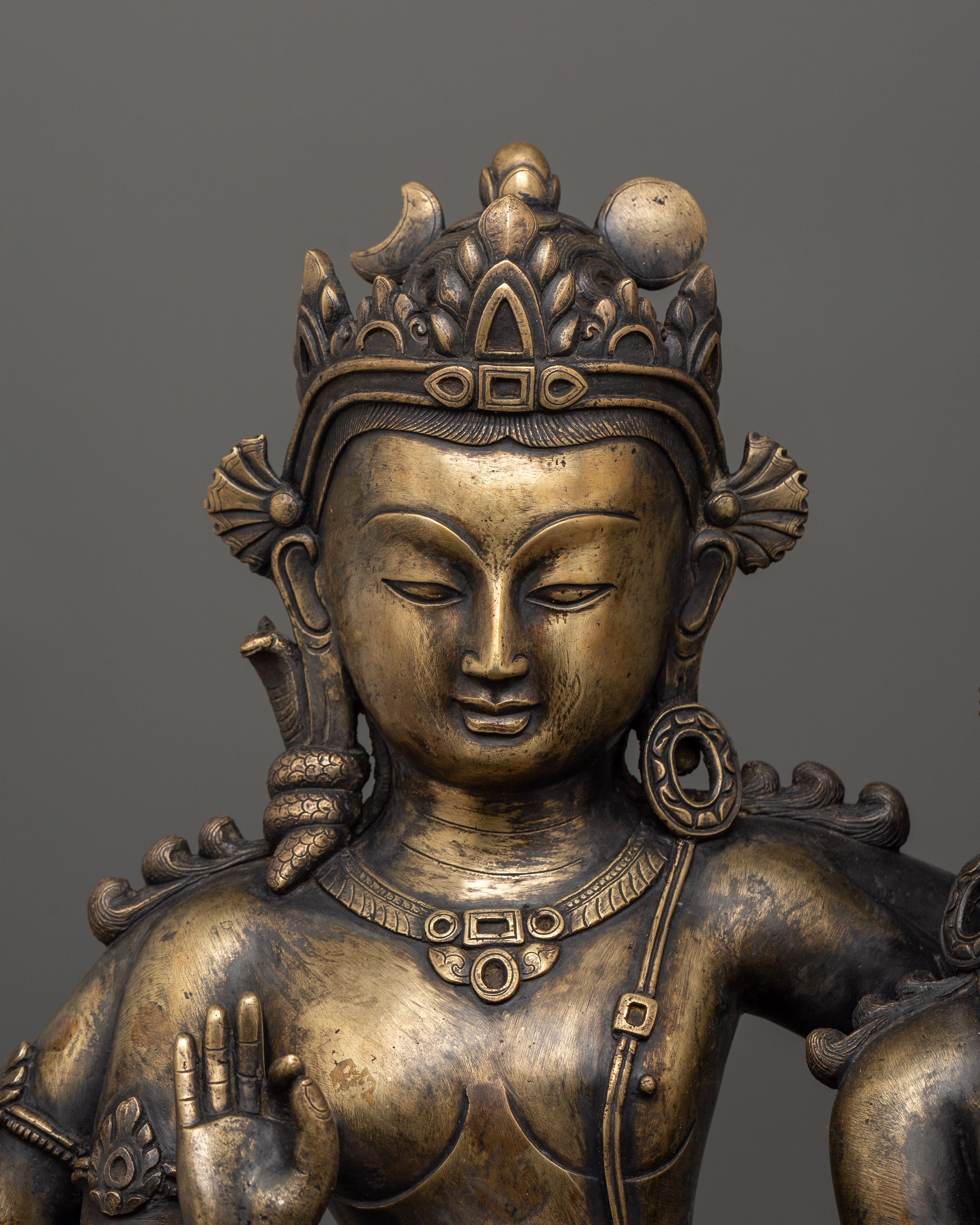 Shiva and Parvati Sculpture | Antique Finish Deity Craft