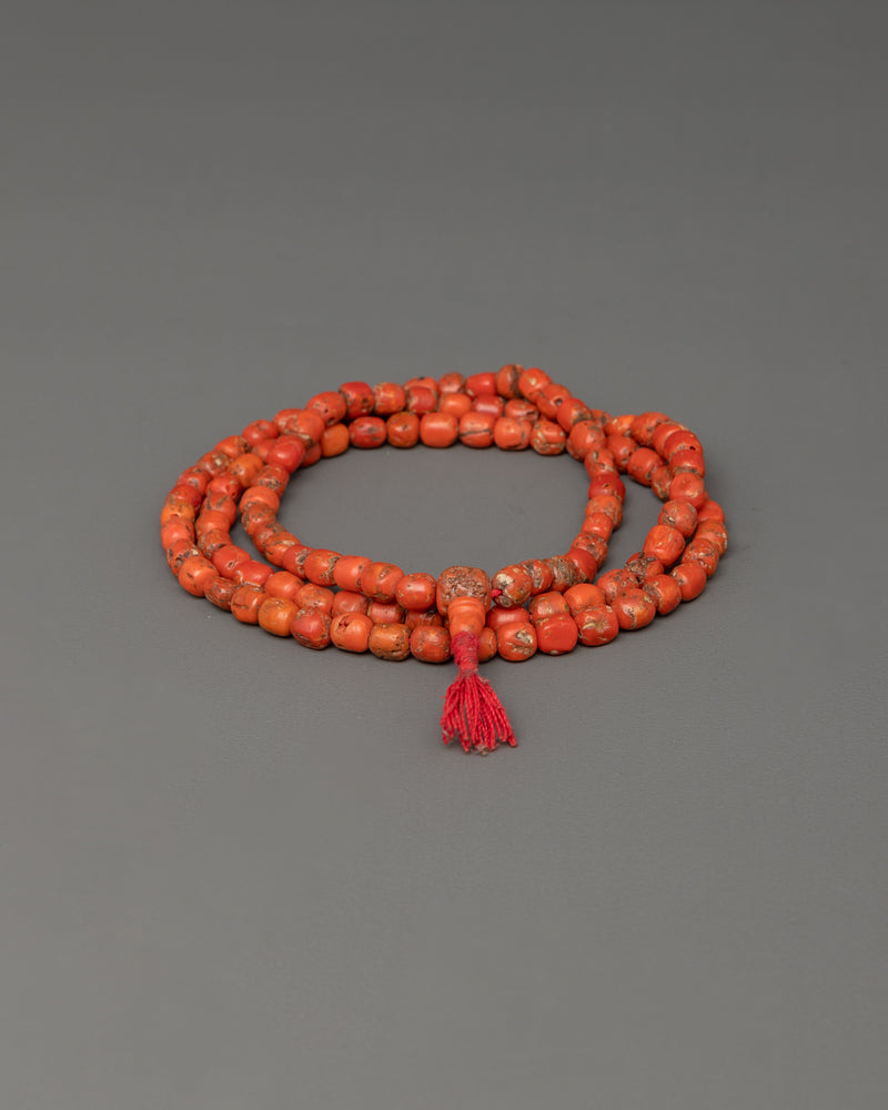 Coral Mala Beads | Sacred Tool for Meditation & Spiritual Awakening