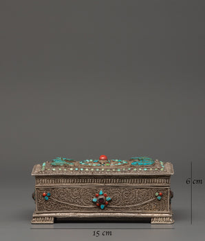 Handcrafted Decorative Silver Treasure Box | Symbol of Prosperity