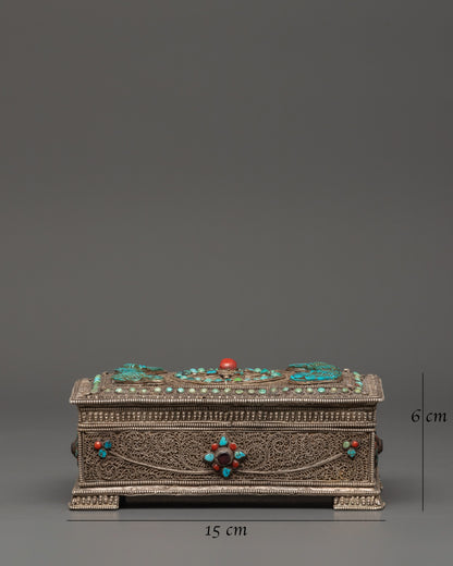 Handcrafted Decorative Silver Treasure Box | Symbol of Prosperity