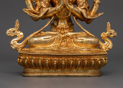 Sacred Gold-Plated Chenresig Statue | Bodhisattva of Compassion