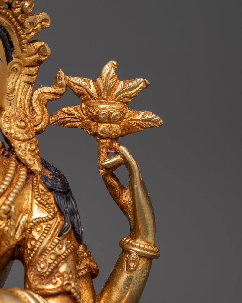 Sacred Gold-Plated Chenresig Statue | Bodhisattva of Compassion