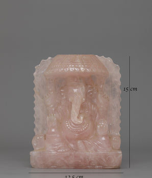 Ganesh Statue in Rose Quartz | Remover of Obstacles, Love & Prosperity Symbol