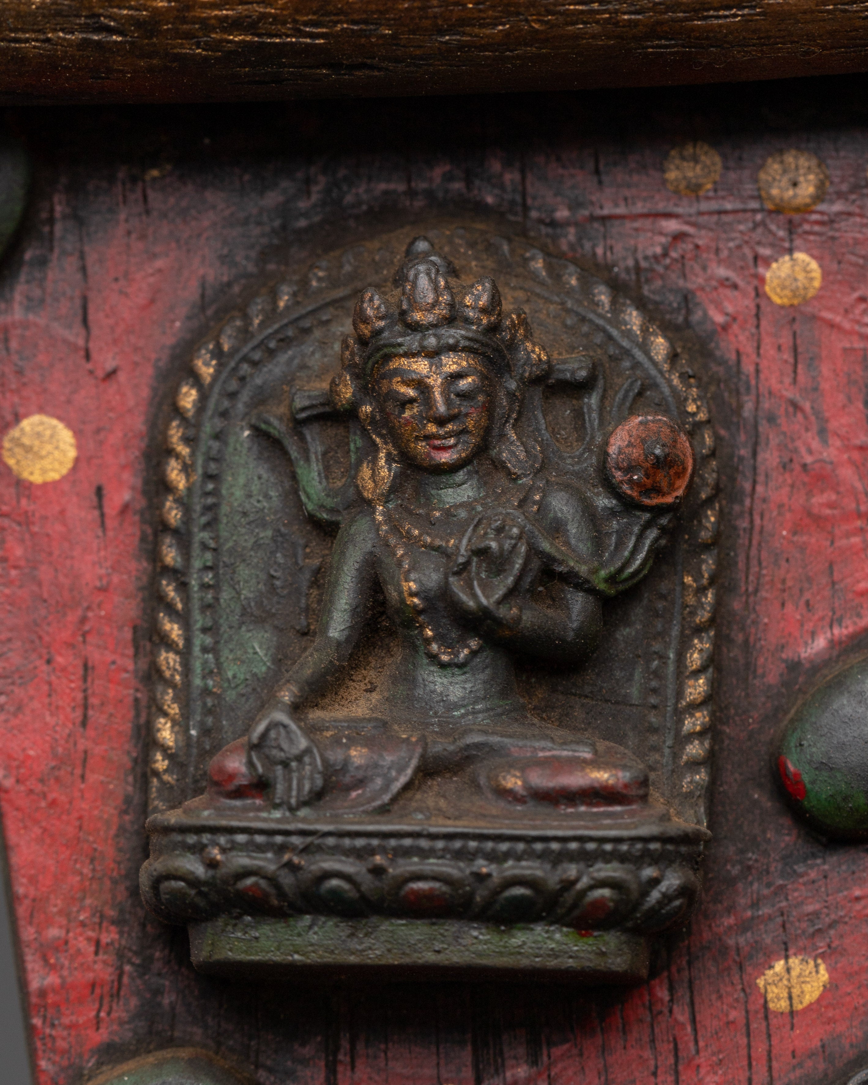 Green Tara Wall Hanging Decor | Handcrafted Tibetan Wood Art