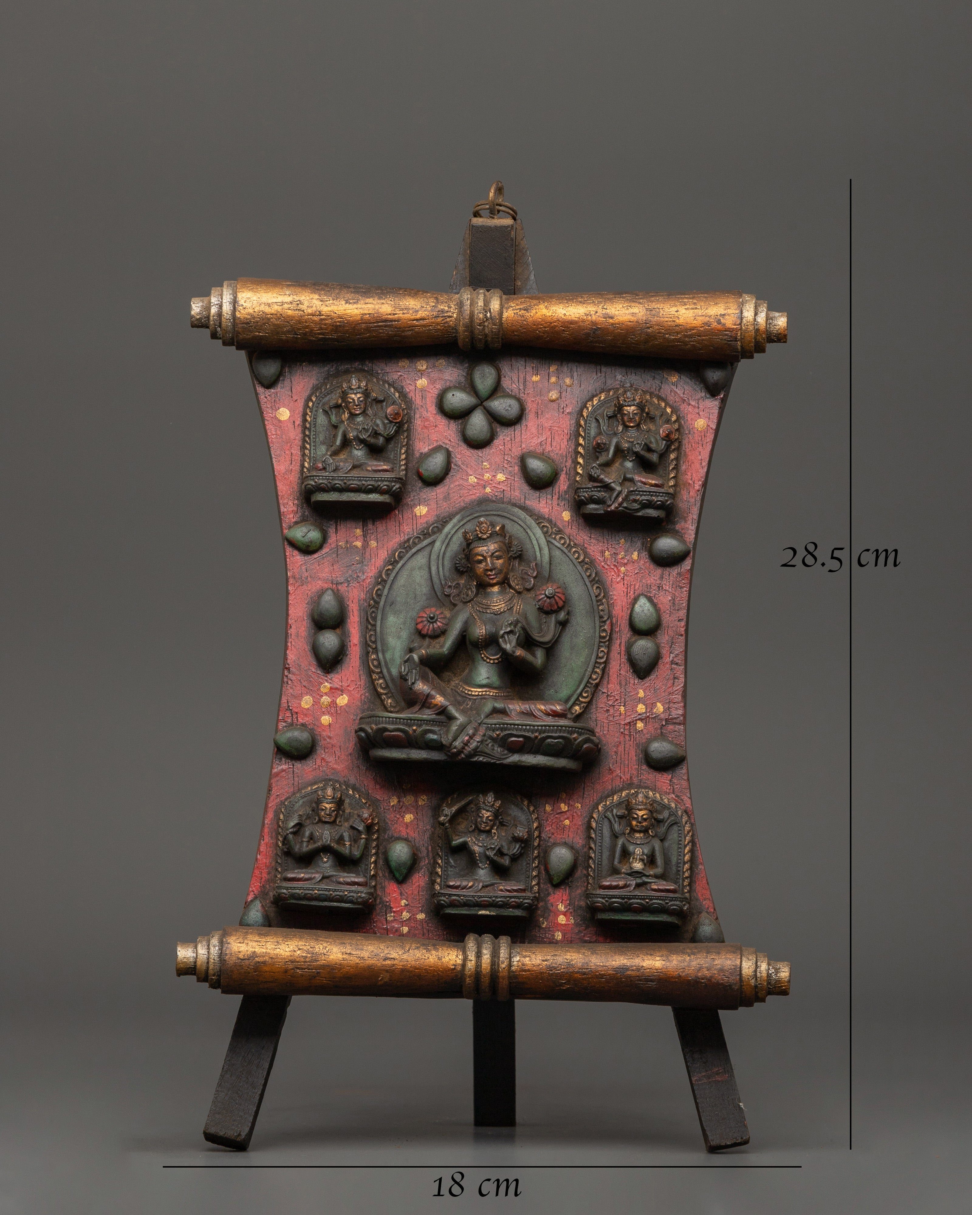 Green Tara Wall Hanging Decor | Handcrafted Tibetan Wood Art