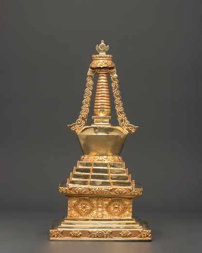 Full Gold Tibetan Stupa |  Sacred Buddhist Shrine