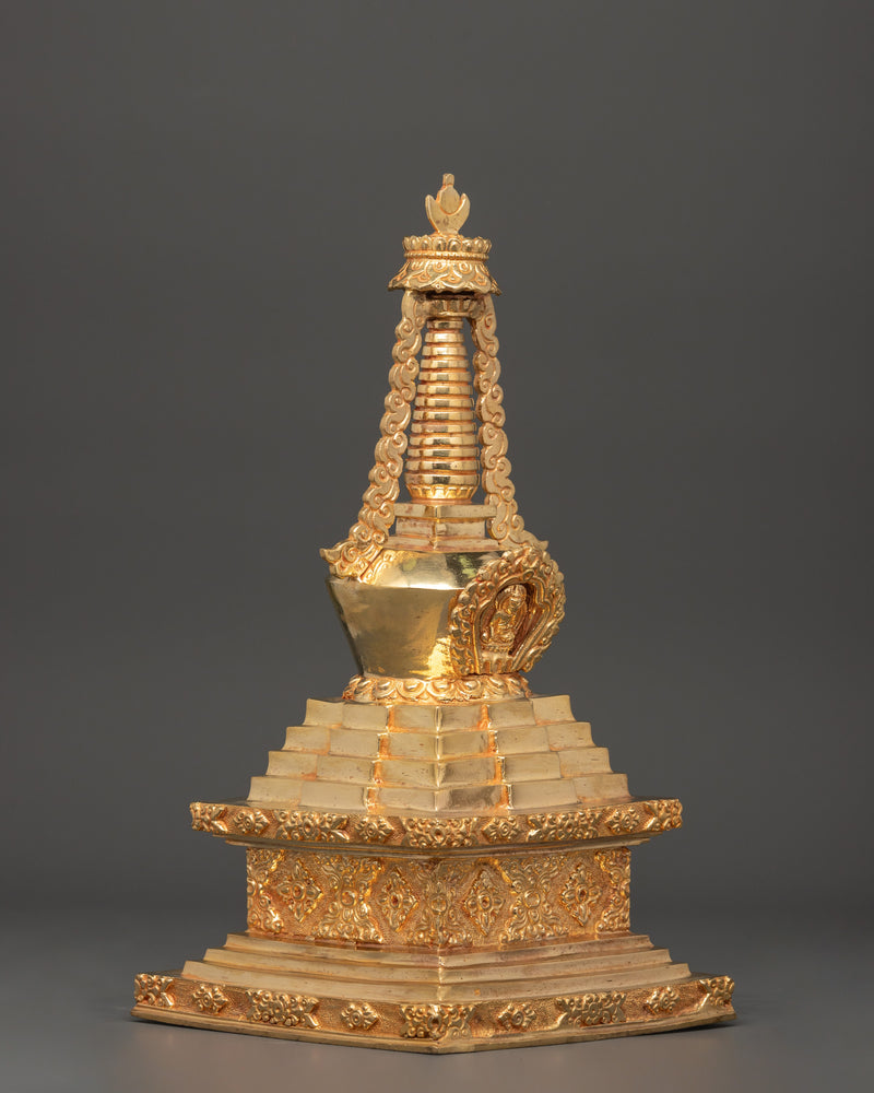 Full Gold Tibetan Stupa |  Sacred Buddhist Shrine