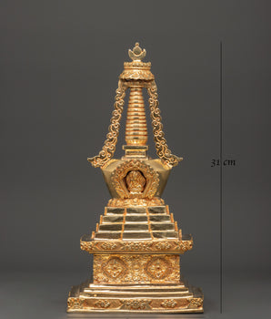 Full Gold Tibetan Stupa |  Sacred Buddhist Shrine