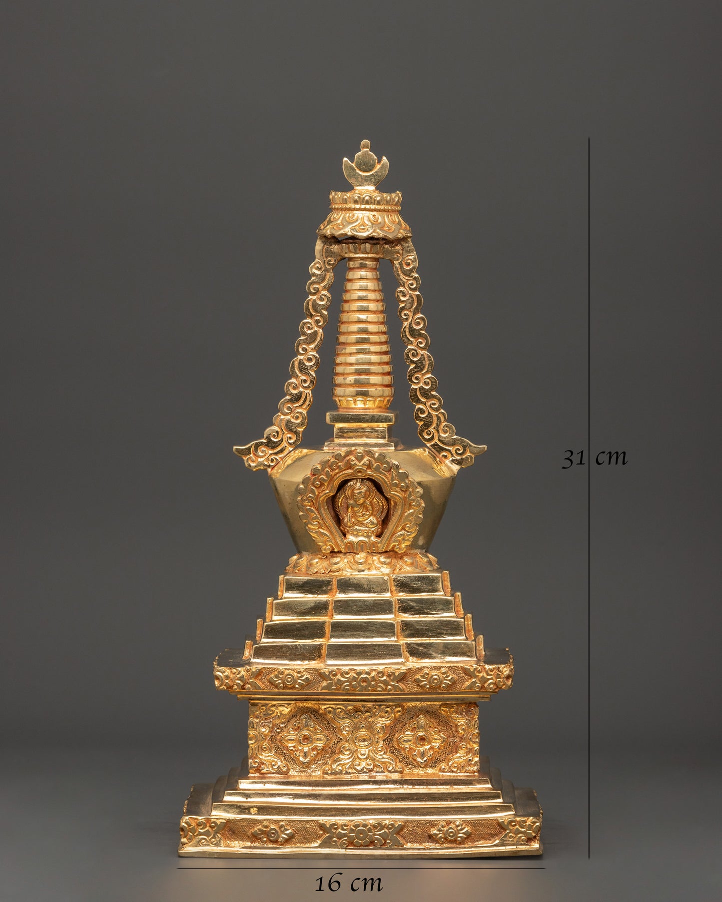 Full Gold Tibetan Stupa |  Sacred Buddhist Shrine