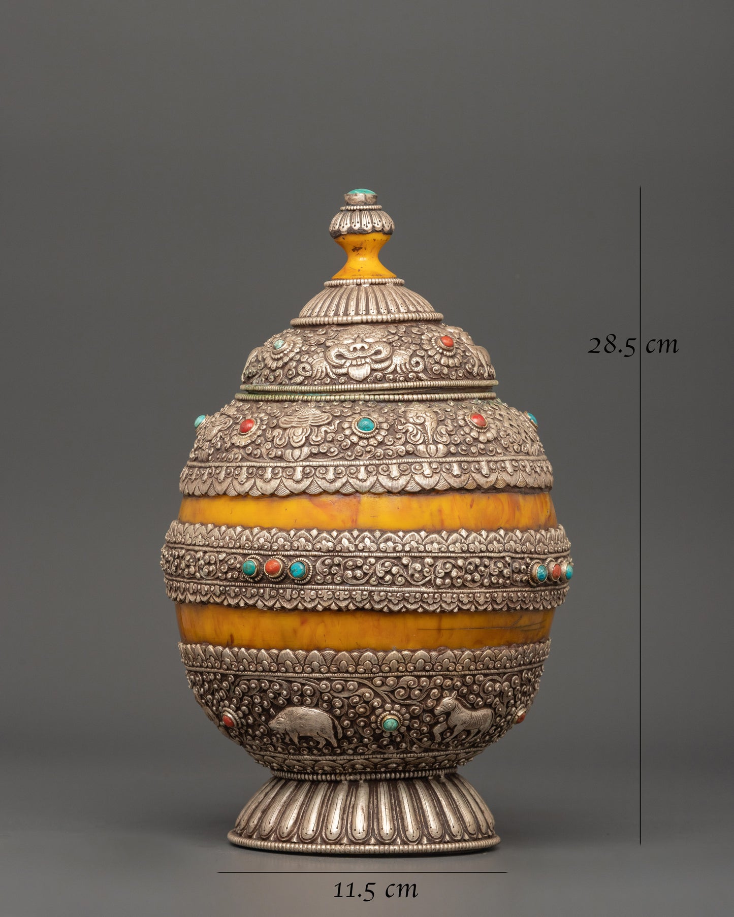 Handcrafted Rice Pot With Silver Plating | Ritual Offering Vessel