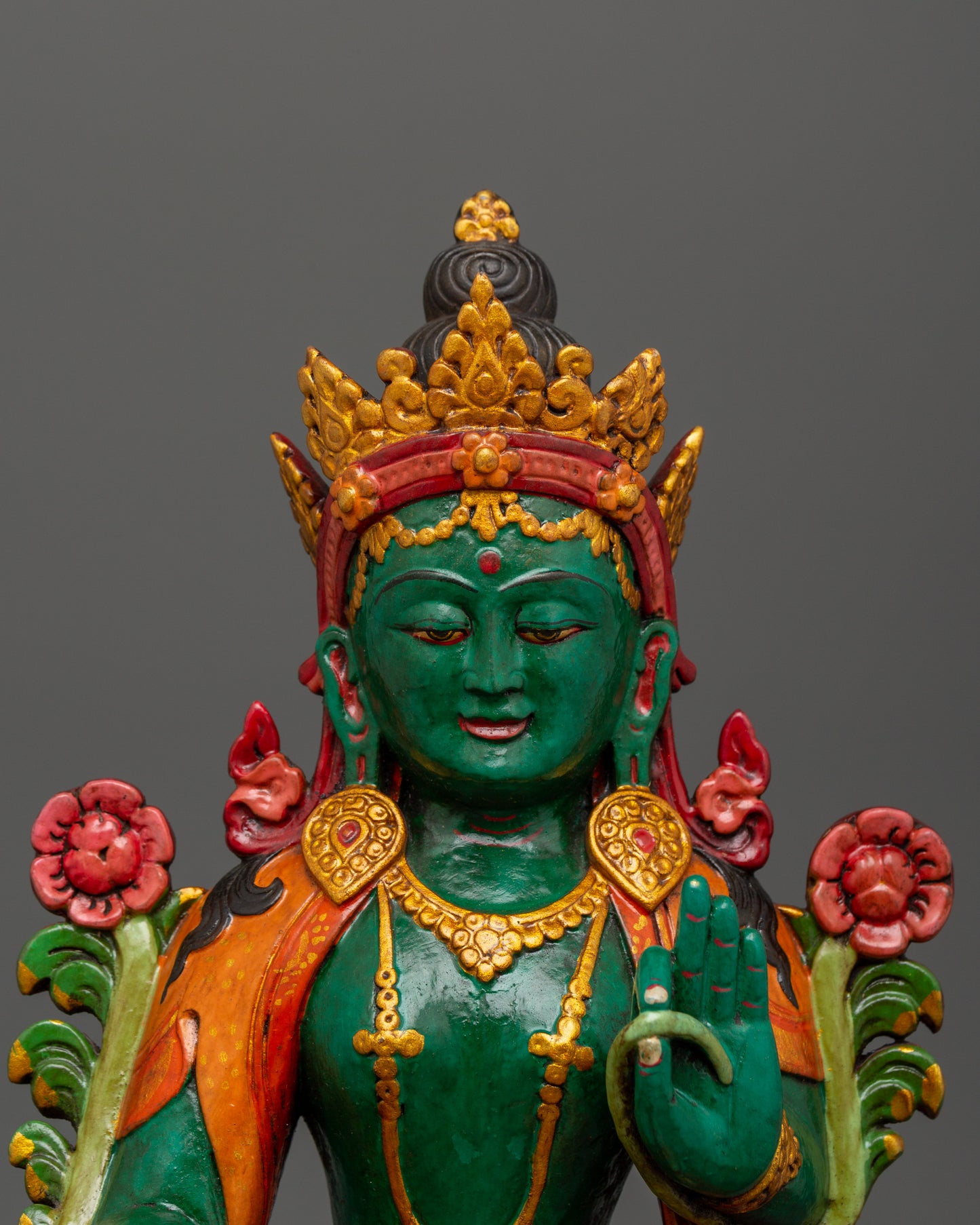 Buddhist Goddess Green Tara Statue | Sacred Tibetan Spiritual Decor