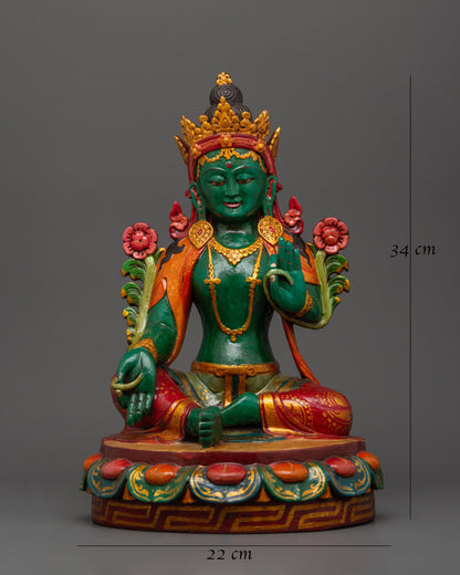 Buddhist Goddess Green Tara Statue | Sacred Tibetan Spiritual Decor