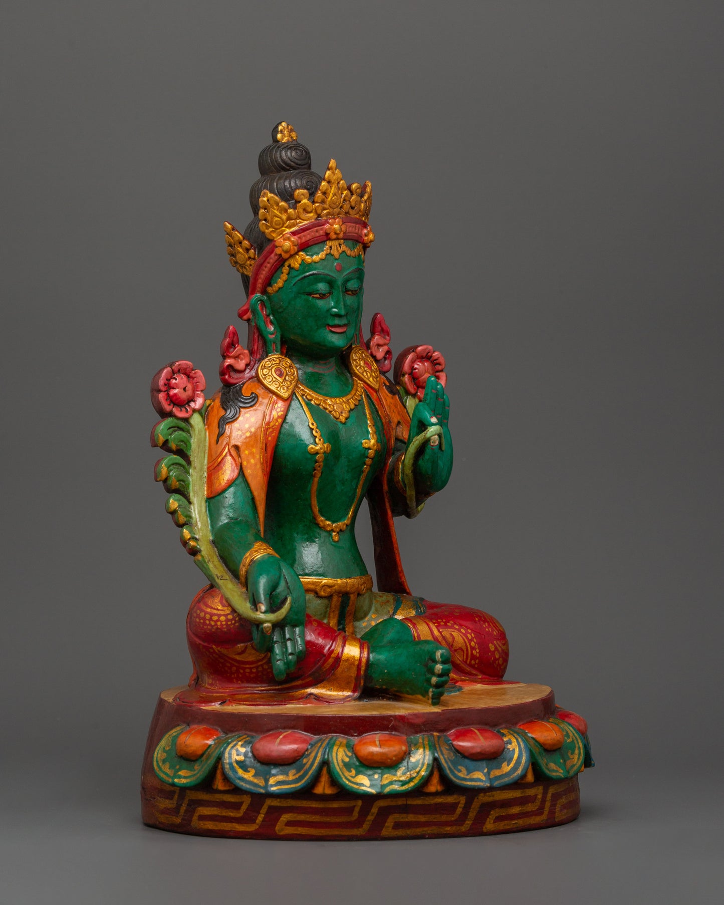 Buddhist Goddess Green Tara Statue | Sacred Tibetan Spiritual Decor