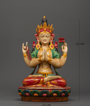 Handmade Tibetan Chenrezig Statue | Bodhisattva of Compassion
