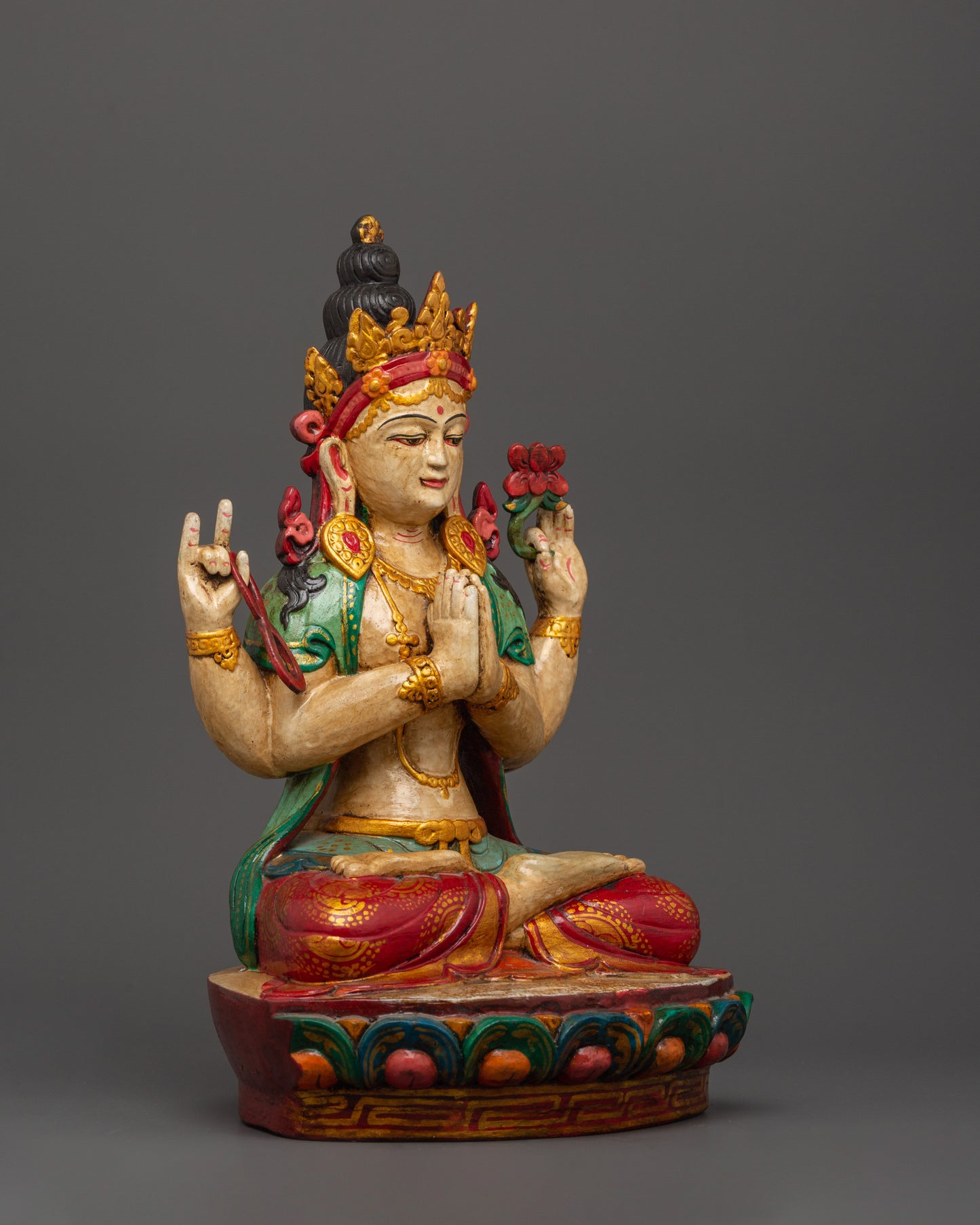 Handmade Tibetan Chenrezig Statue | Bodhisattva of Compassion