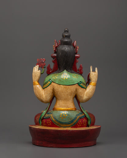 Handmade Tibetan Chenrezig Statue | Bodhisattva of Compassion