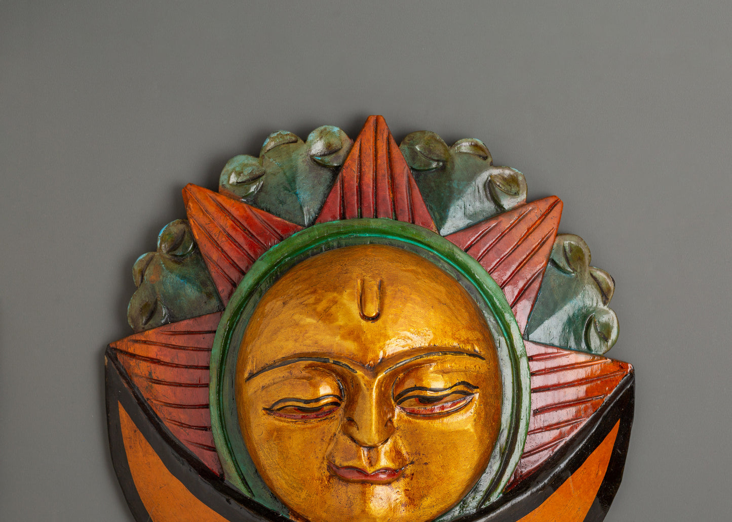 Half Sun and Moon Hand-carved Mask | Unique Mask for Home & Meditation Space