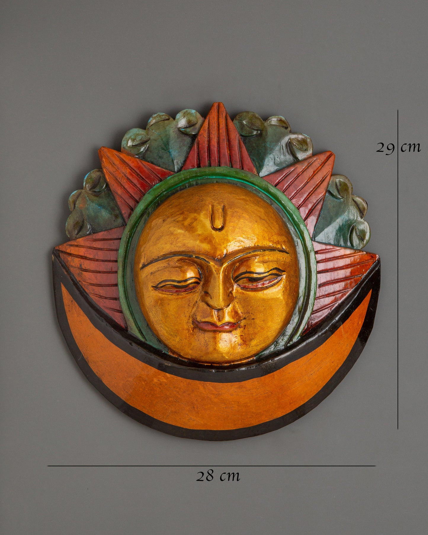 Half Sun and Moon Hand-carved Mask | Unique Mask for Home & Meditation Space