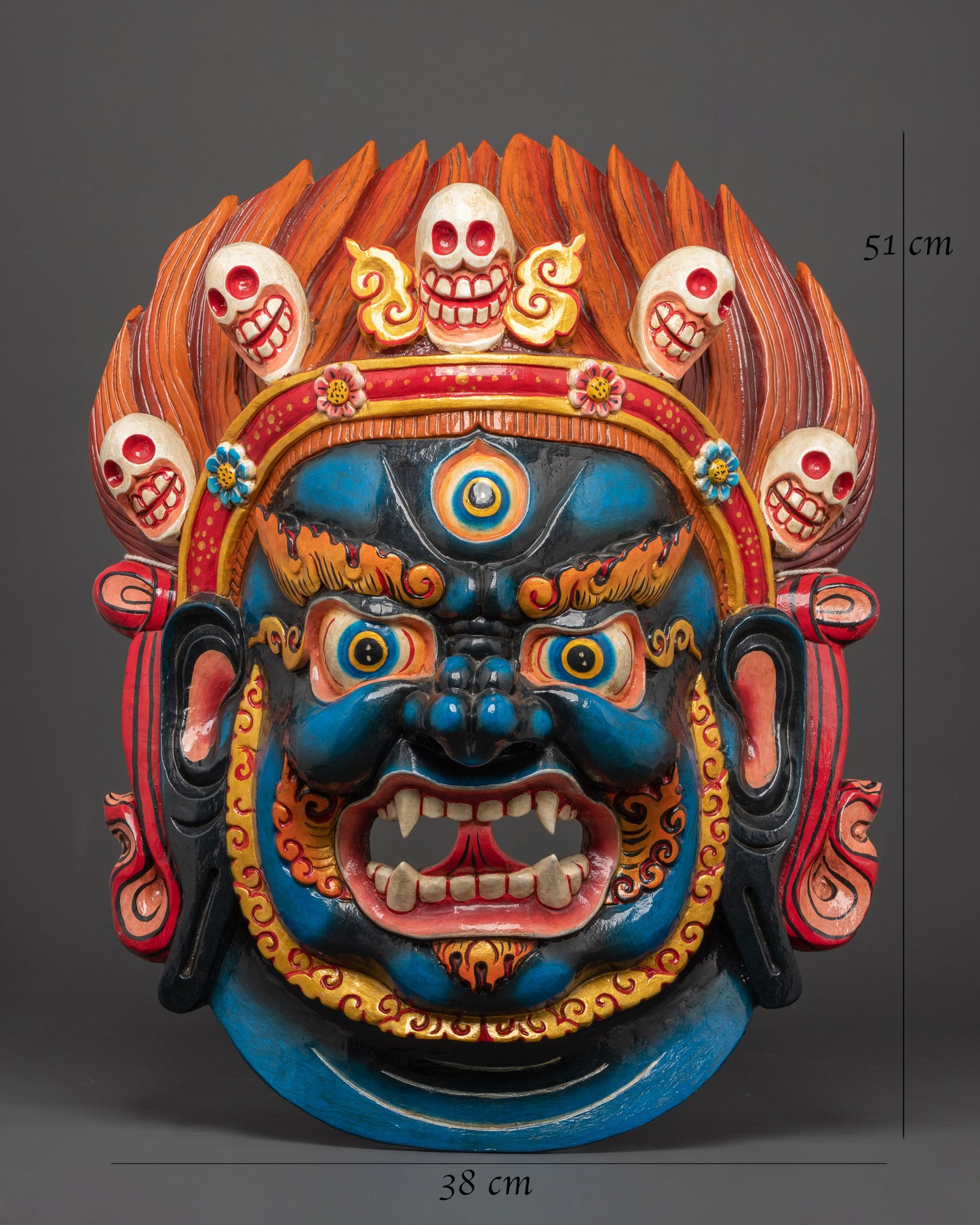 Hand-Carved Bhairav Mask | Powerful Symbol of Protection in Tibetan Buddhism