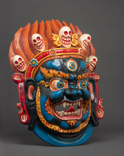 Hand-Carved Bhairav Mask | Powerful Symbol of Protection in Tibetan Buddhism