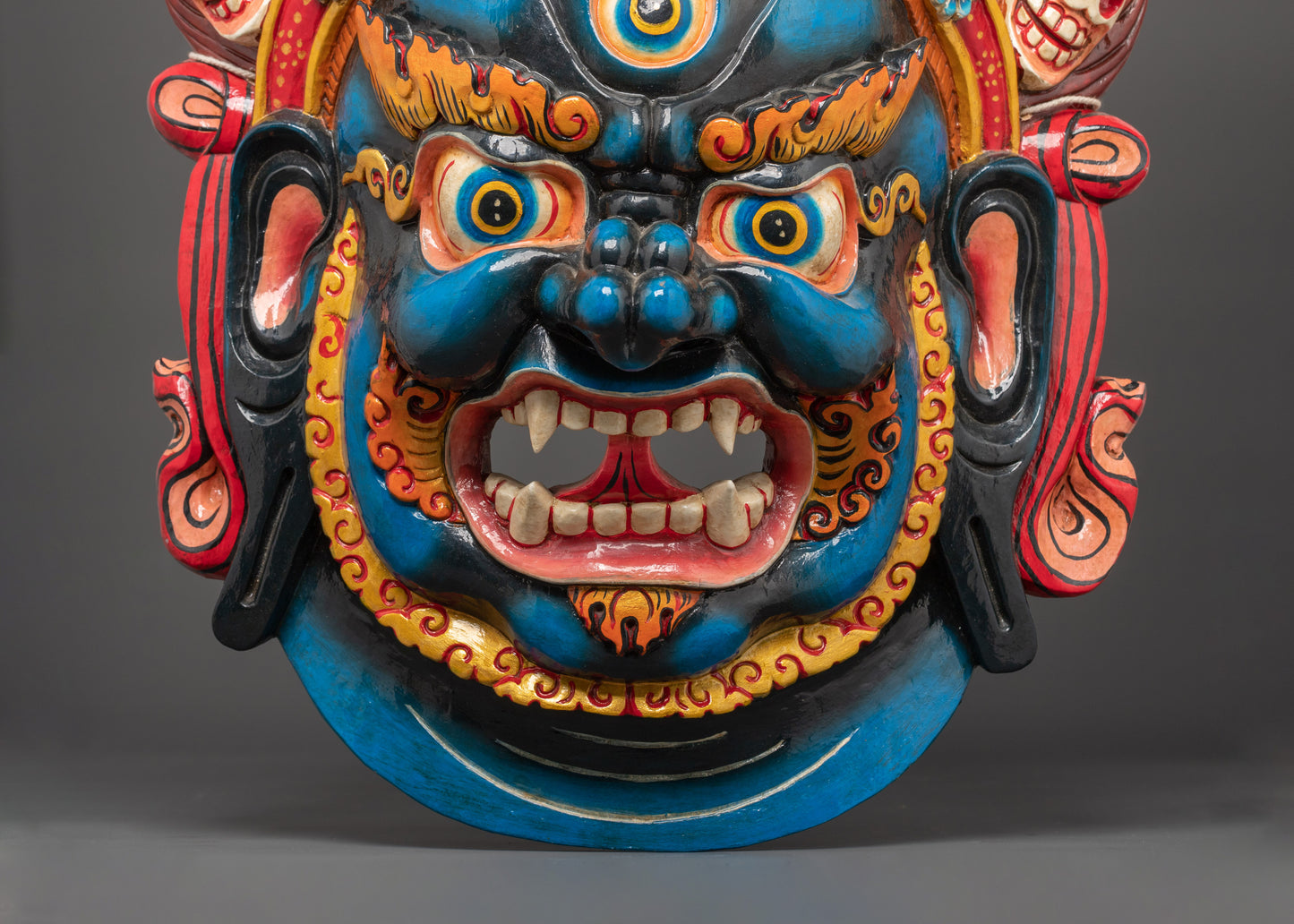 Hand-Carved Bhairav Mask | Powerful Symbol of Protection in Tibetan Buddhism