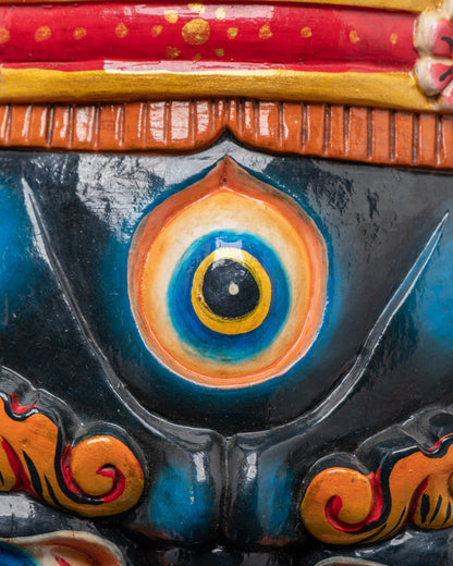 Hand-Carved Bhairav Mask | Powerful Symbol of Protection in Tibetan Buddhism