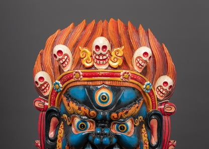 Hand-Carved Bhairav Mask | Powerful Symbol of Protection in Tibetan Buddhism