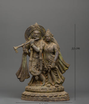 Krishna and Radha Brass Statue | Handcrafted Hindu Figurine