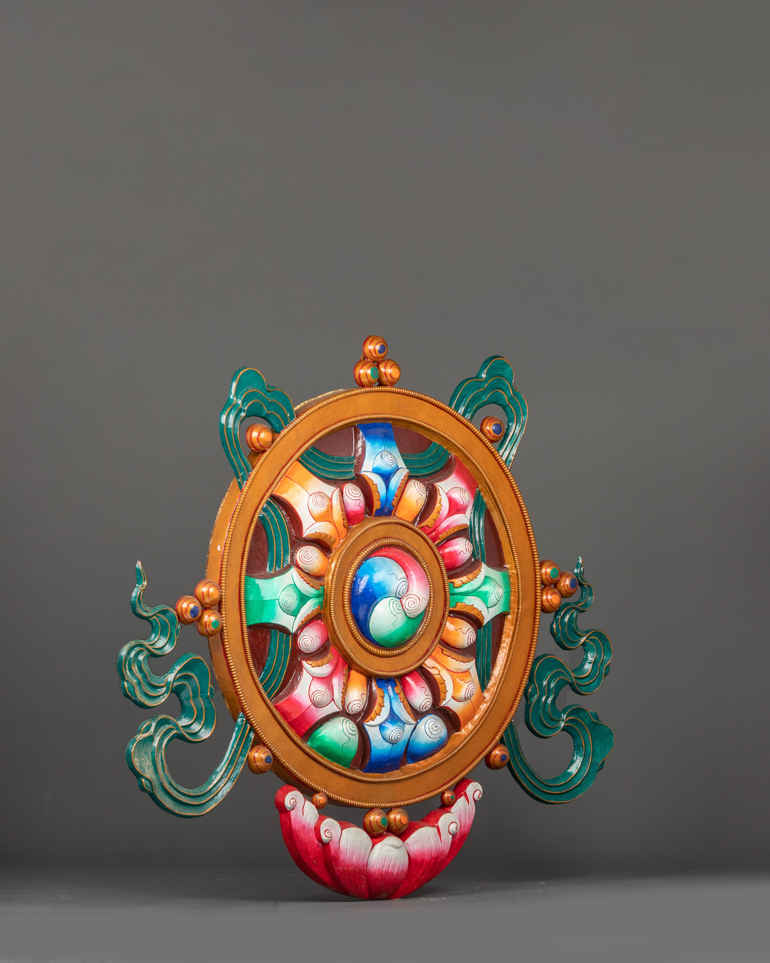 Handcrafted Dharma Wheel Auspicious Symbols | Buddhist Auspicious Wall Decor