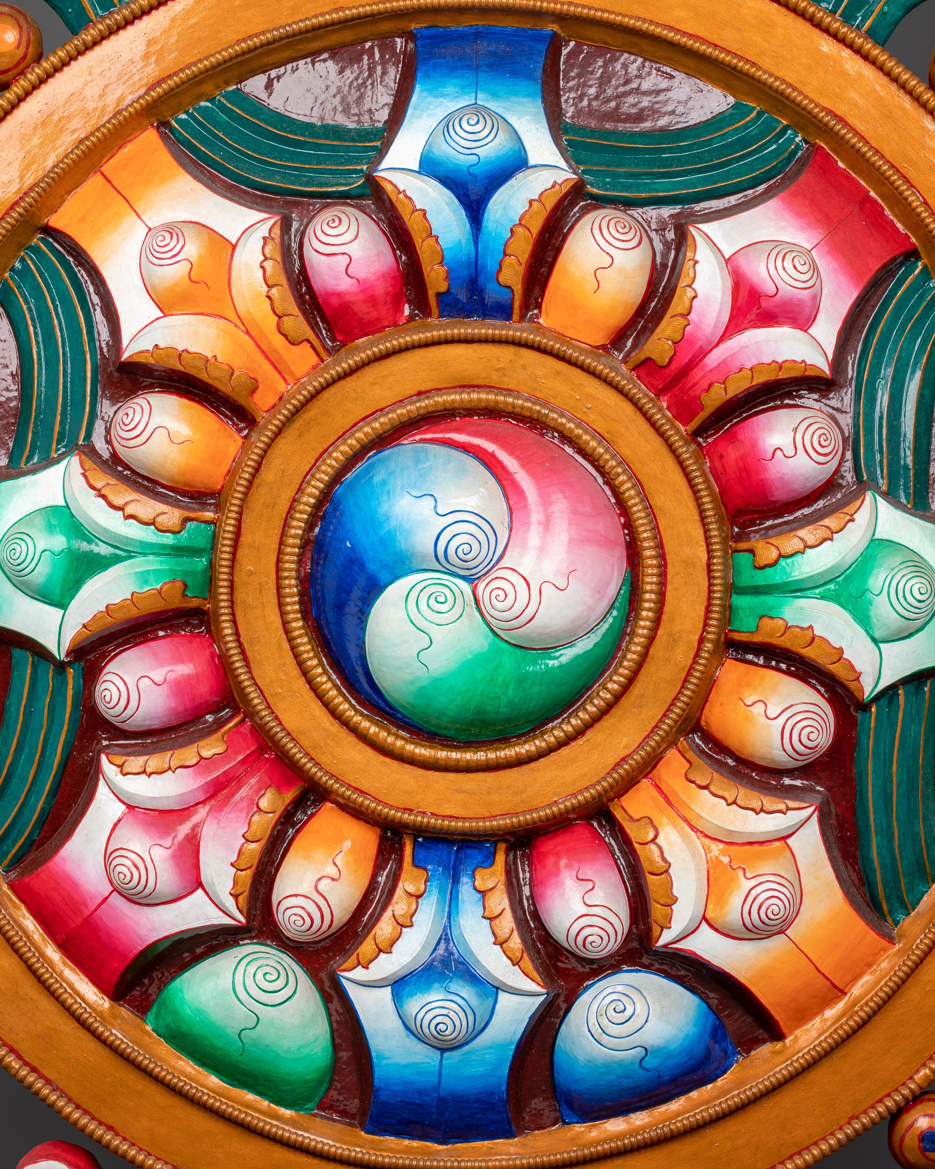 Handcrafted Dharma Wheel Auspicious Symbols | Buddhist Auspicious Wall Decor