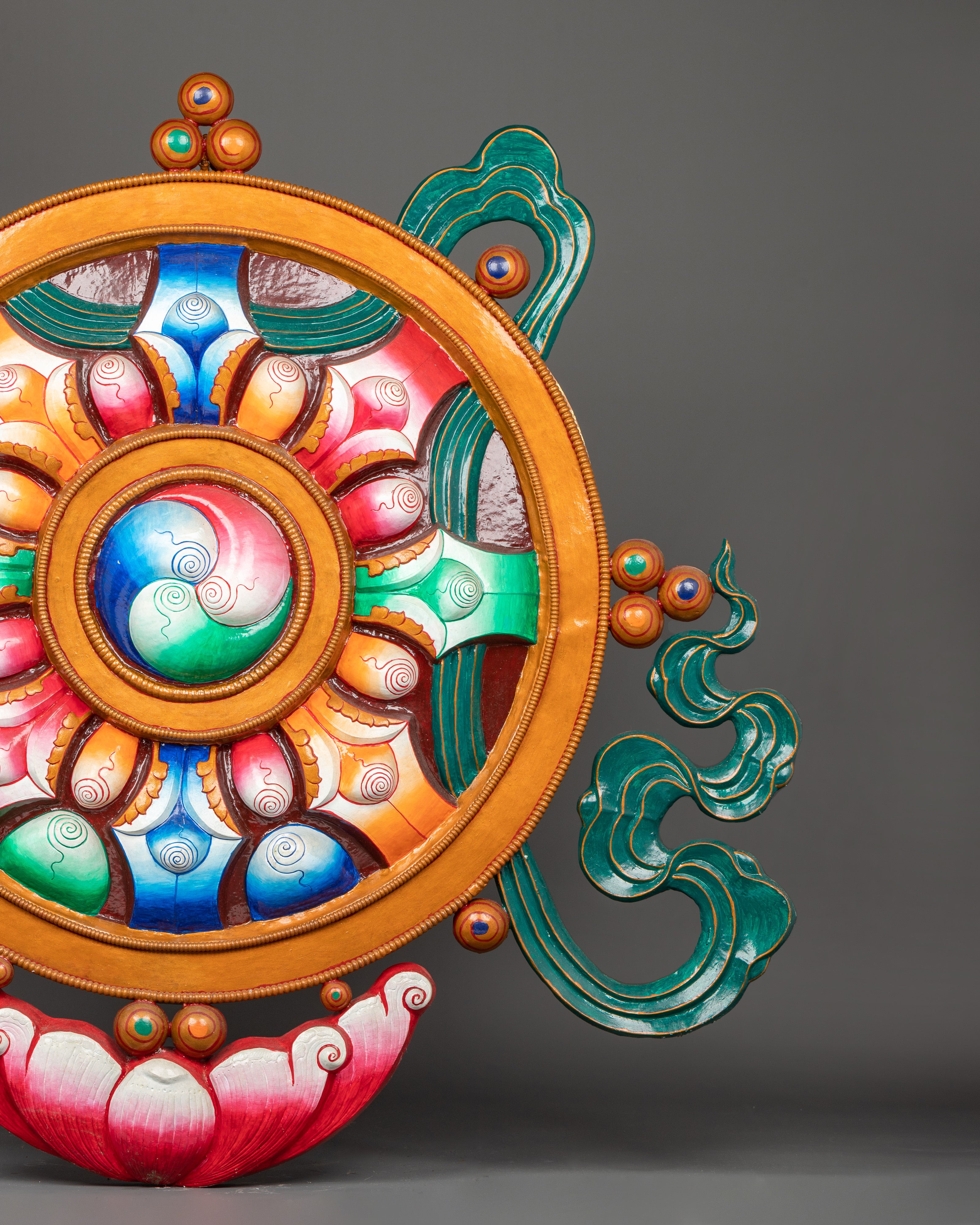 Handcrafted Dharma Wheel Auspicious Symbols | Buddhist Auspicious Wall Decor
