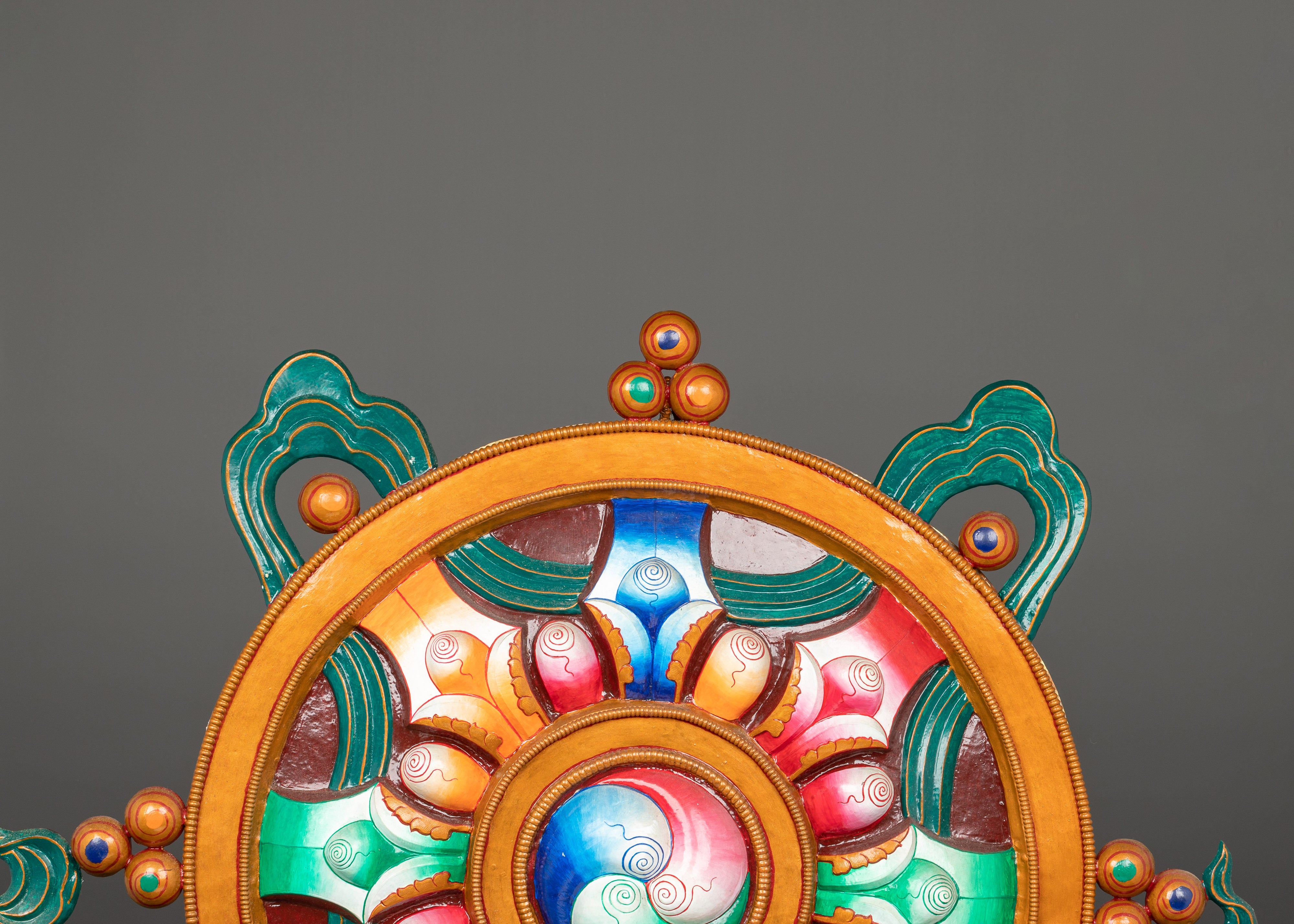 Handcrafted Dharma Wheel Auspicious Symbols | Buddhist Auspicious Wall Decor