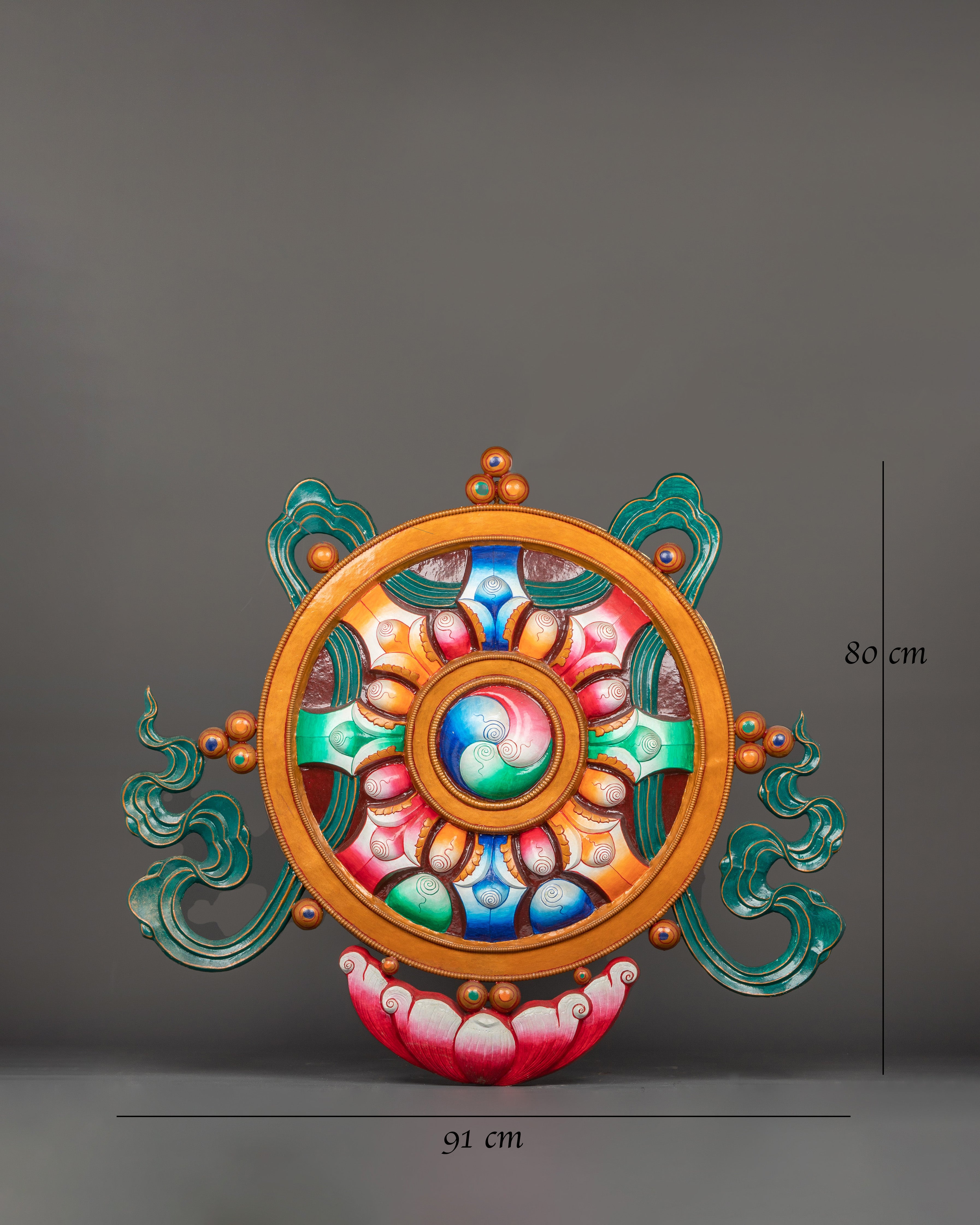 Handcrafted Dharma Wheel Auspicious Symbols | Buddhist Auspicious Wall Decor