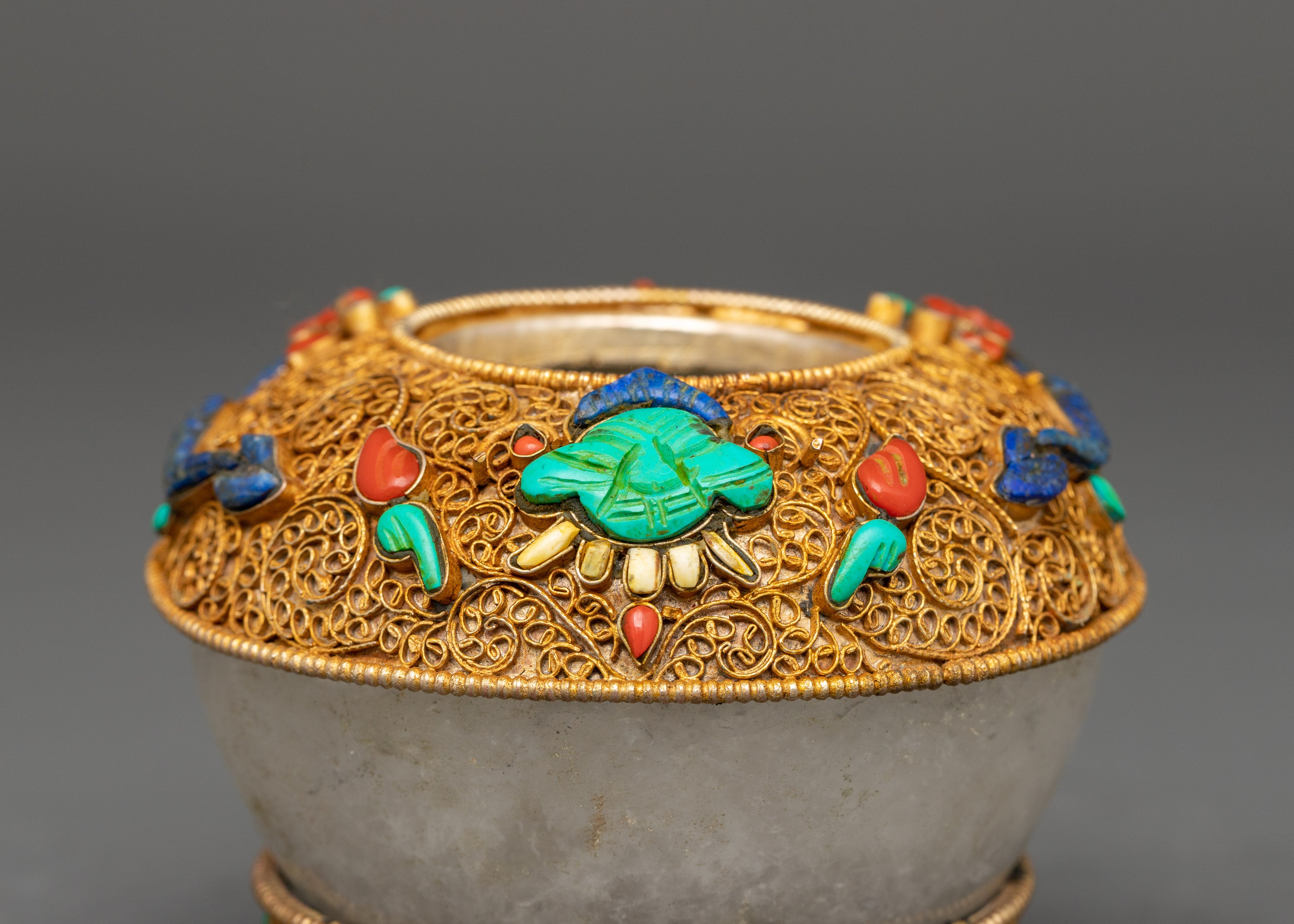 Altar Dhupur Rice Pot | Handcrafted Copper Pot with Crystal