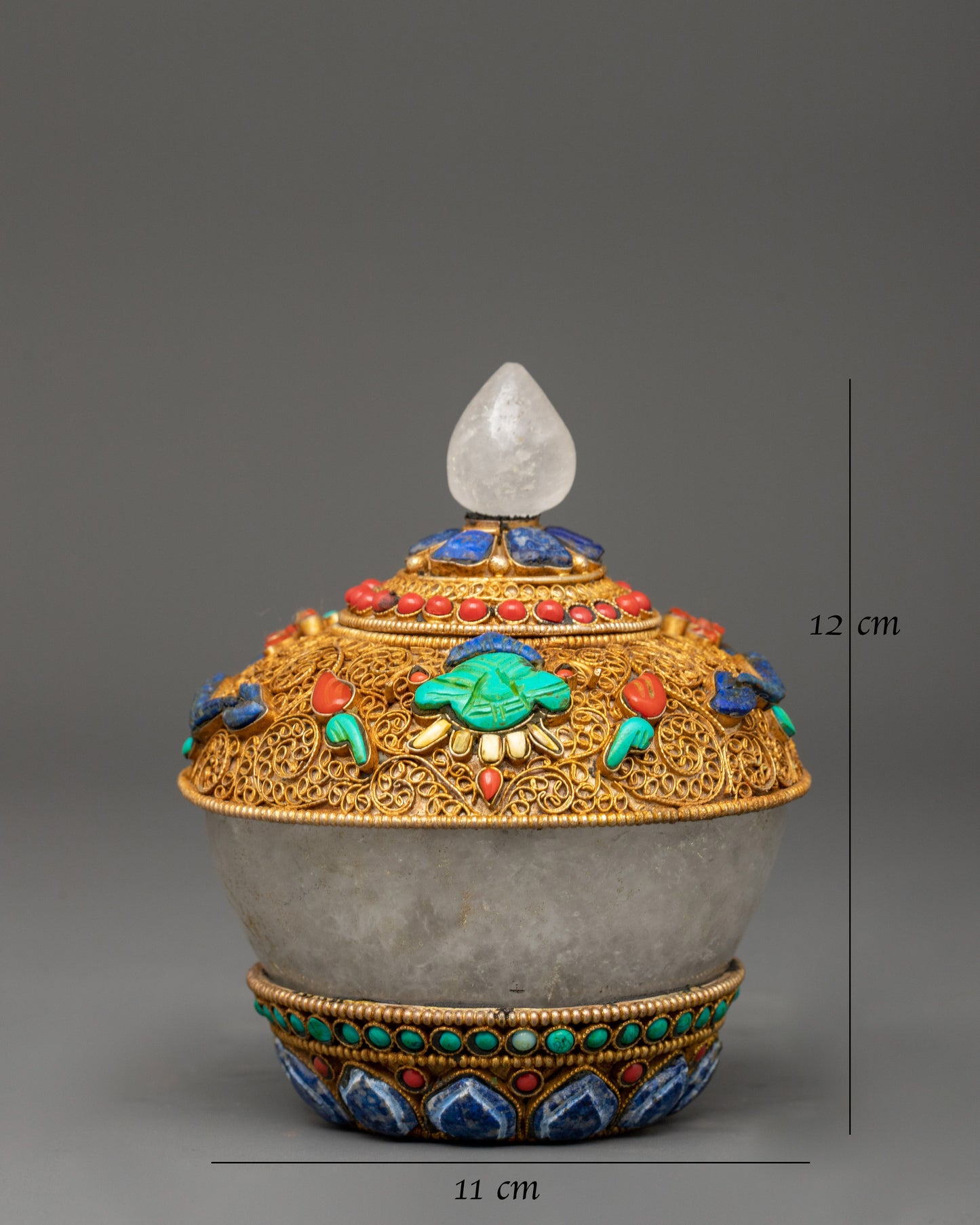 Altar Dhupur Rice Pot | Handcrafted Copper Pot with Crystal