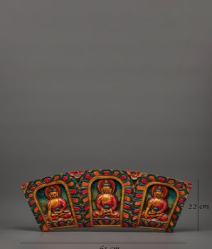 Three Buddha Set Wall Hanging |  Handcrafted Wooden Spiritual Art