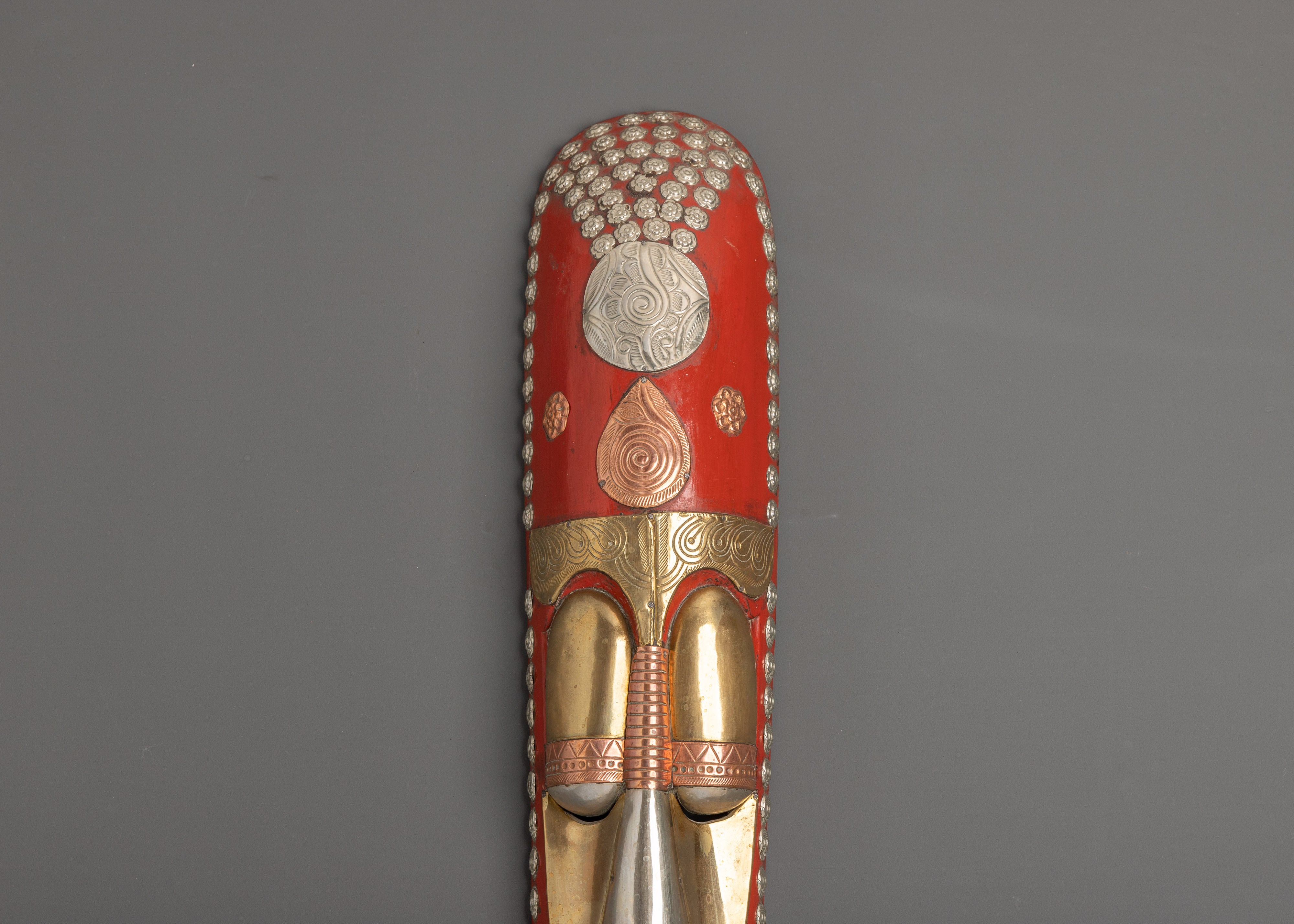 Traditional Hand-Carved Long Face Mask | Handcrafted Tribal Mask for Home Decor
