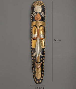 Wooden Long Face Mask | Traditional Tribal Art for Cultural Collection & Wall Decor