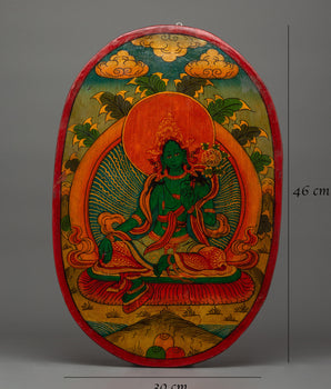 Green Tara Painted Wall Hanging | Tibetan Goddess of Compassion