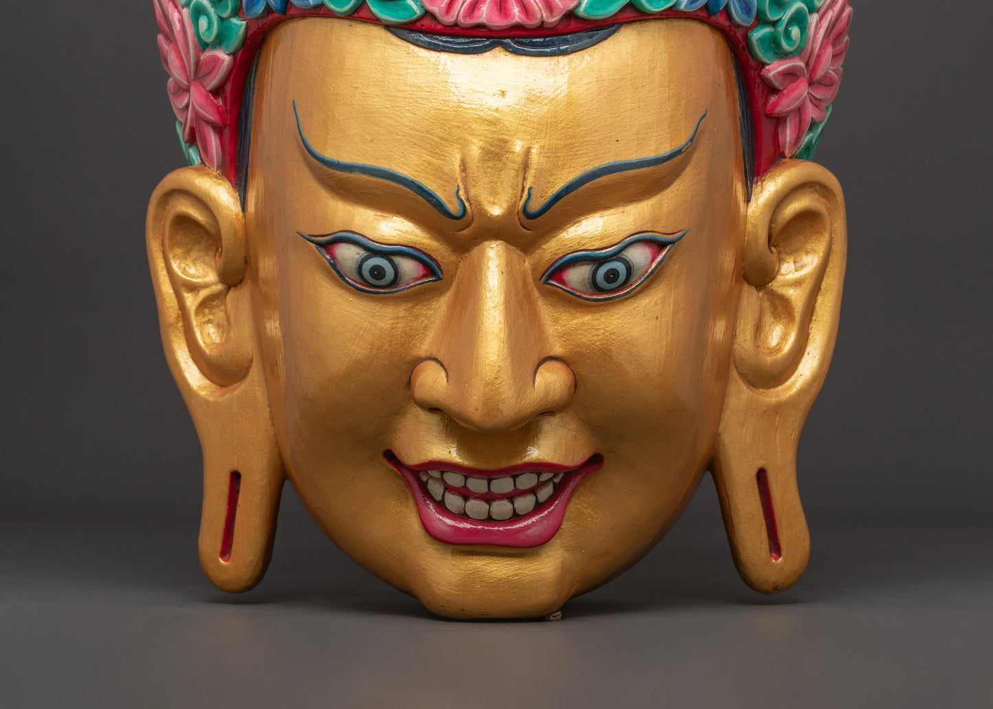 Guru Rinpoche Mask Wall Hanging | Wooden Handcrafted Face Mask Wall Art