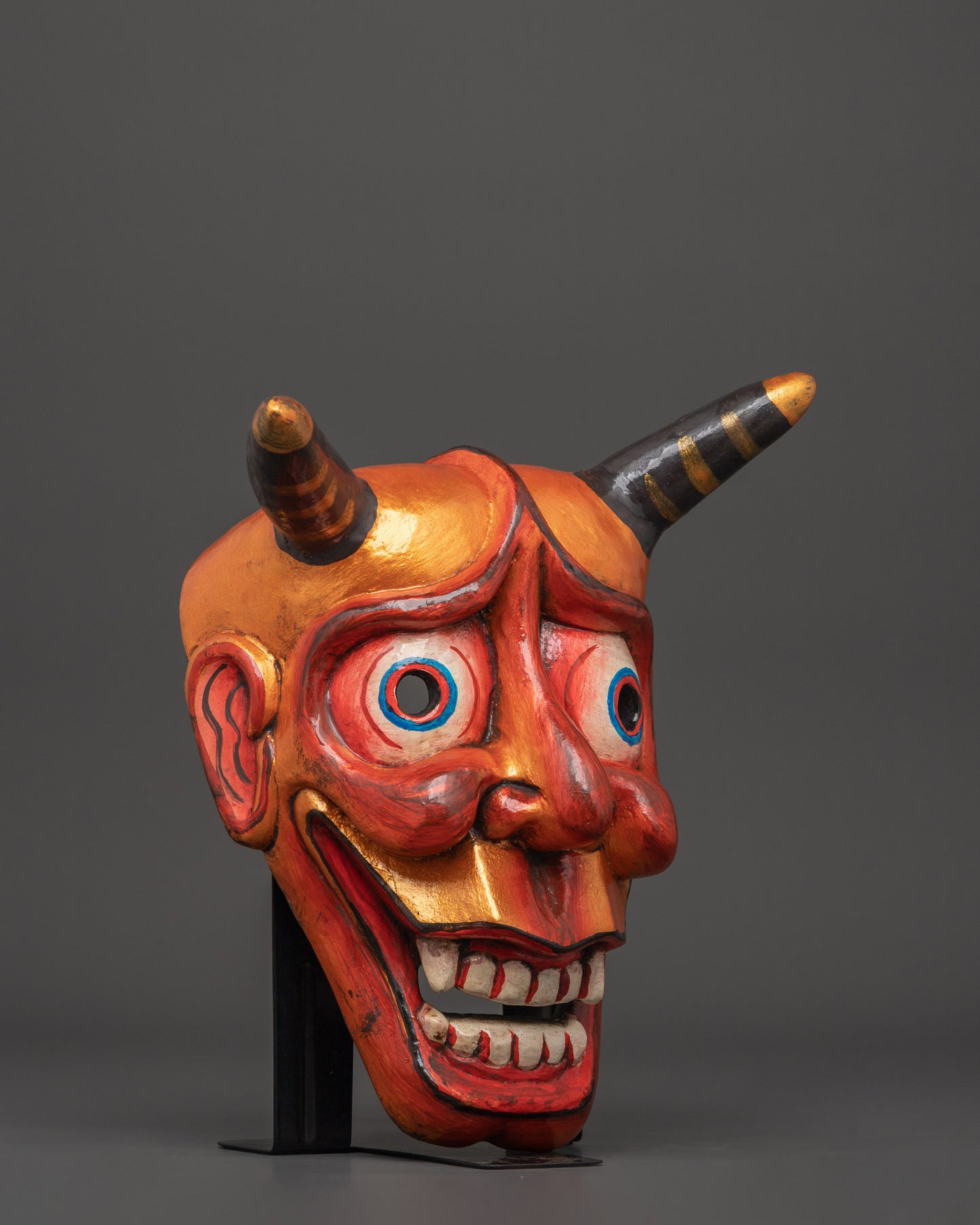 Handcrafted Oni Mask Wall Hanging | Wooden Japanese Demon Mask