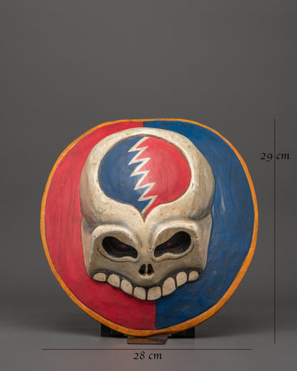 Grateful Dead Sign Wall Hanging Mask |  Handcrafted Wooden Skull Mask