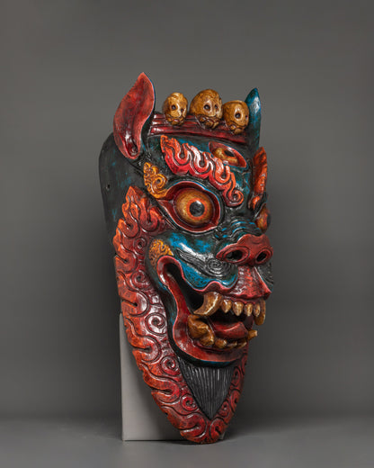 Snow Lion Wall Hanging Mask | Deity for Protection & Power