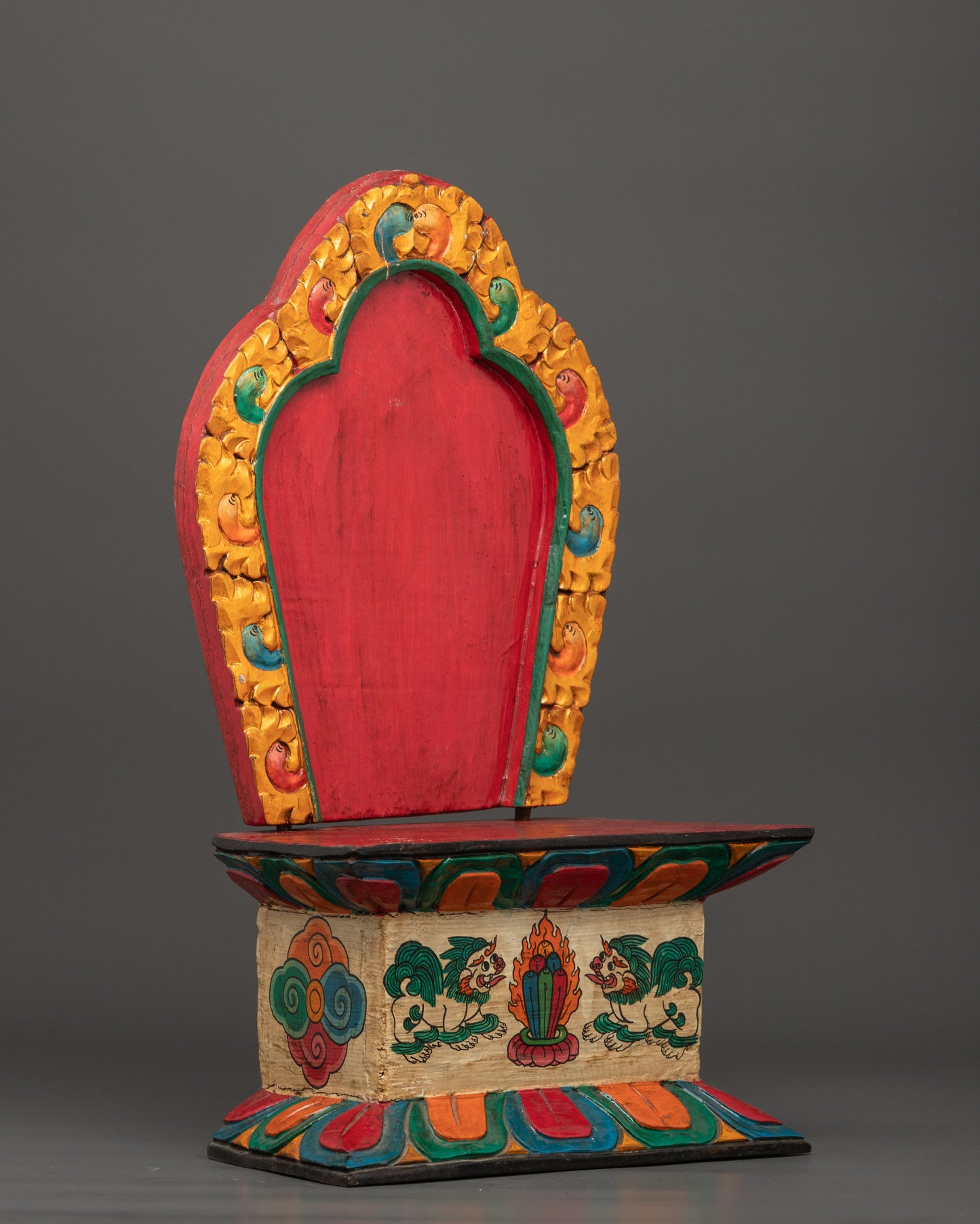 Tibetan Wooden Throne |  Sacred Stand for Buddha Statues & Rituals